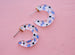Blue Flower Hoops, Hand Painted Hoops, colorful hoop earrings statement earrings, gifts for her, spring earrings, daisy earrings