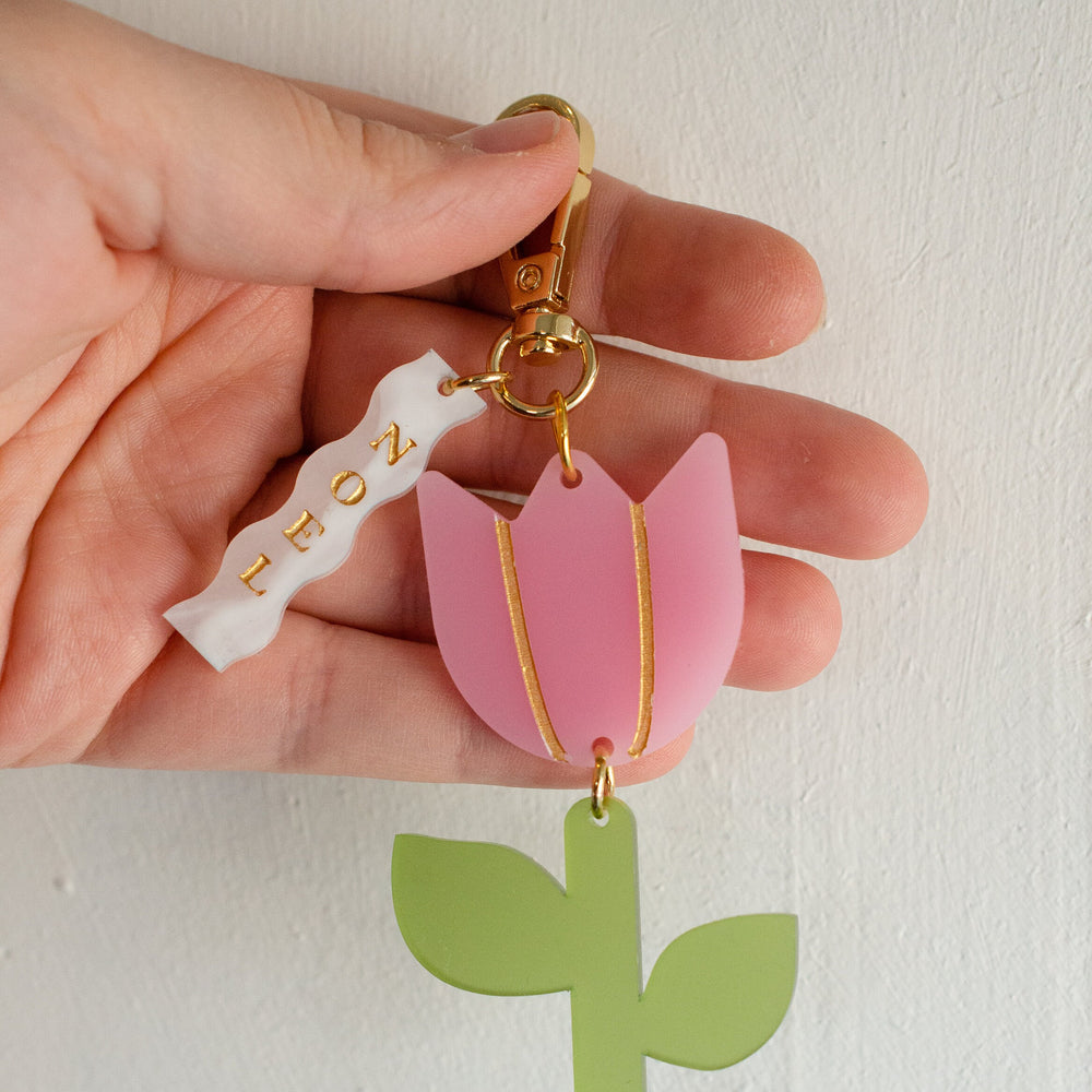 Personalized Flower Keychain