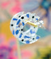 Blue Flower Hoops, Hand Painted Hoops, colorful hoop earrings statement earrings, gifts for her, spring earrings, daisy earrings