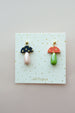 Mushroom beaded statement earrings, mix and match earrings, spring earrings, mushroom jewelry, statement jewelry, fairy jewelry,