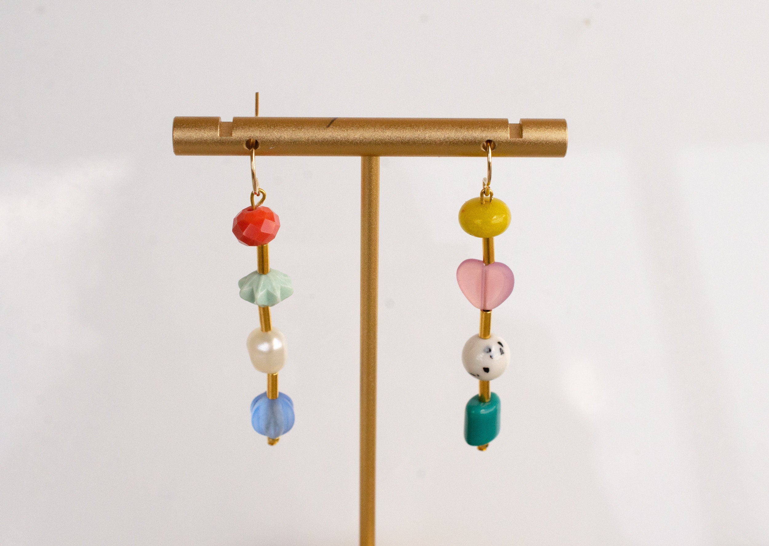 Beaded dangle Statement Earrings, Mix and Match earrings, colorful jew –  jillmakes