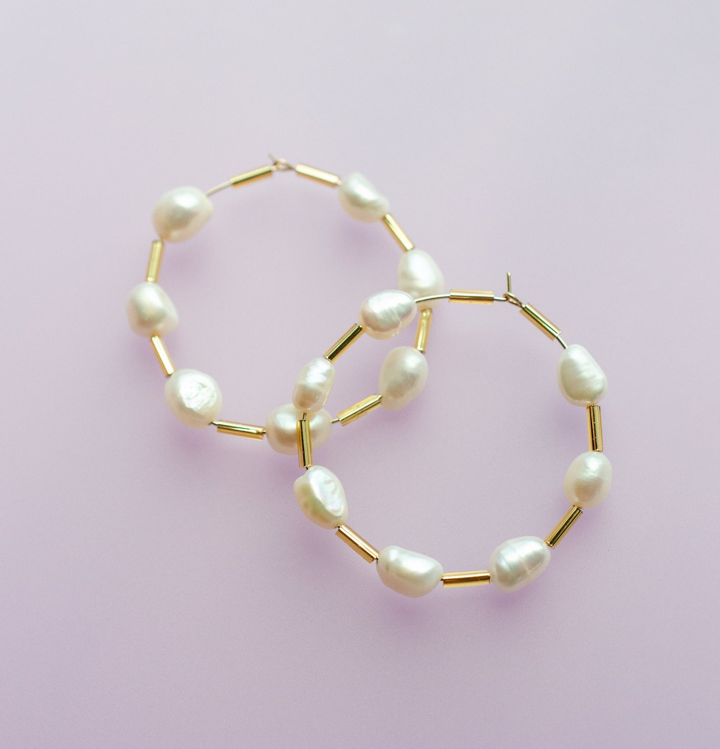 Pearl Beaded Hoops