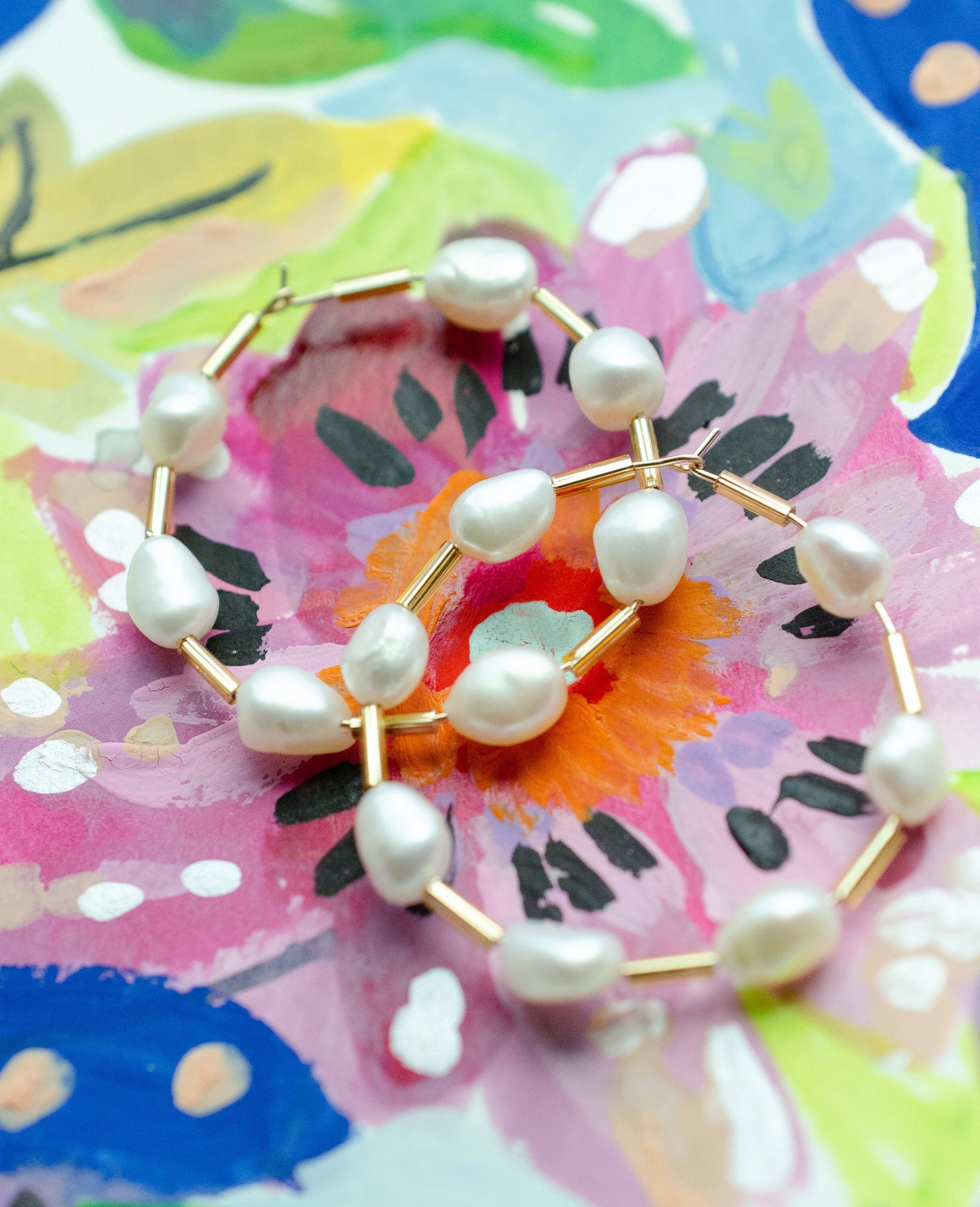 Pearl Beaded Hoops