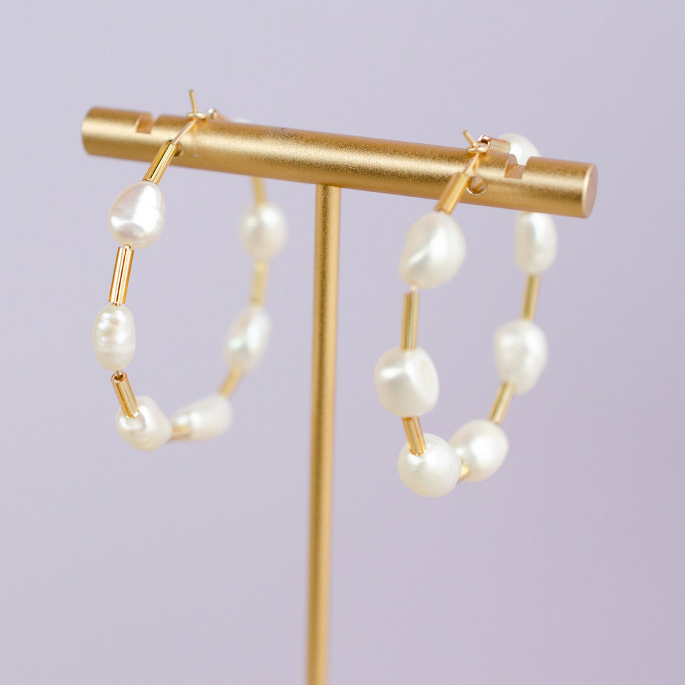 Pearl Beaded Hoops