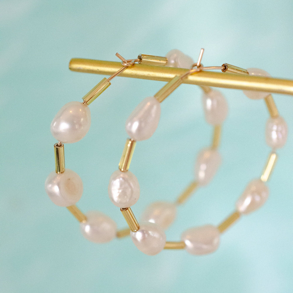Pearl Beaded Hoops
