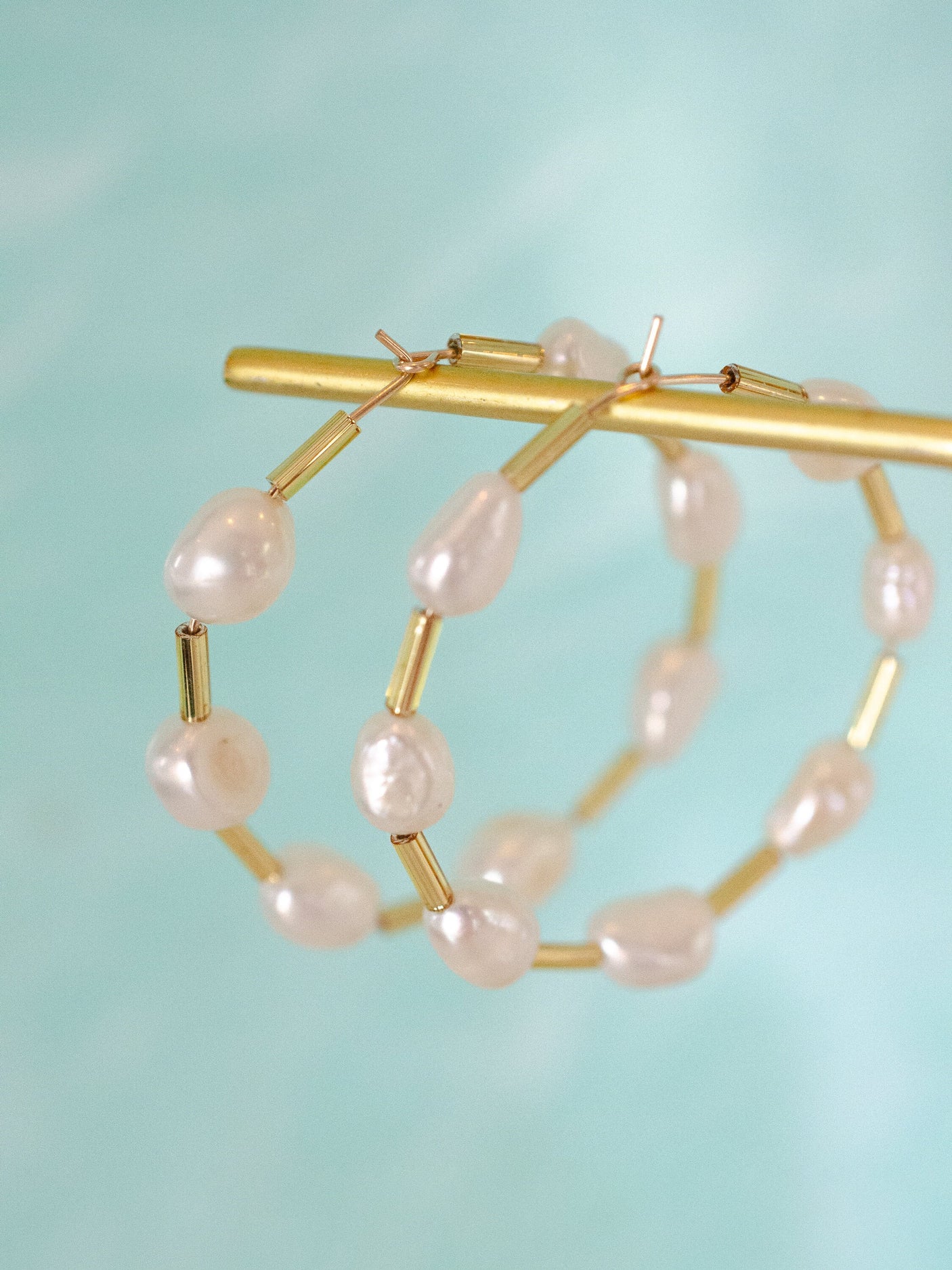 Pearl Beaded Hoops