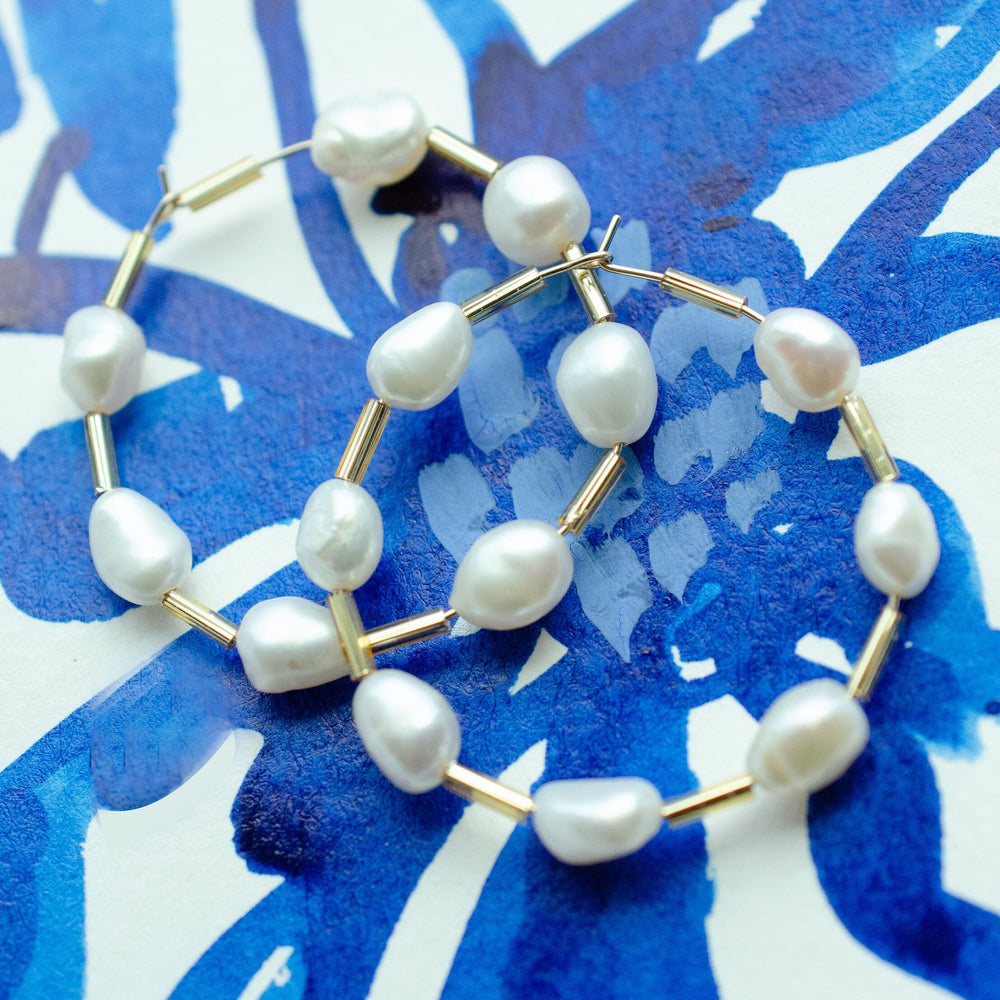 Pearl Beaded Hoops