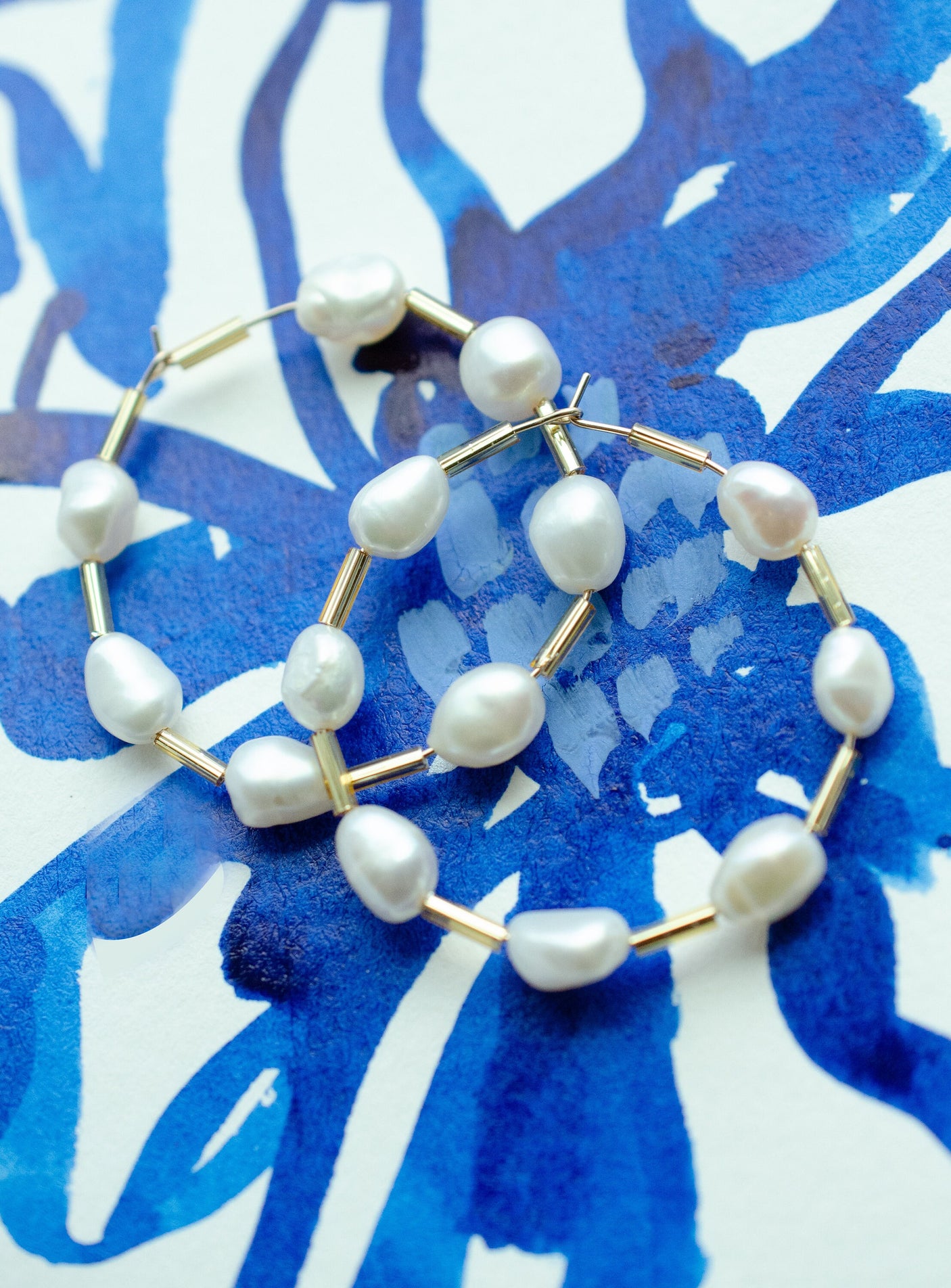 Pearl Beaded Hoops