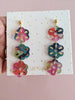 Colorful flower earrings, flower dangle earrings, spring jewelry, handpainted earrings, long dangle earrings, statement earrings