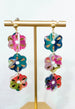 Colorful flower earrings, flower dangle earrings, spring jewelry, handpainted earrings, long dangle earrings, statement earrings