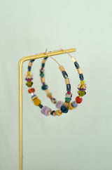 Jewel Tone Beaded Hoops