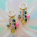 Colorful dangle earrings, Beaded charm earrings, Colorful hoop earrings, maximalism, dangle huggie hoops, statement earrings, bright hoops