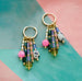 Colorful dangle earrings, Beaded charm earrings, Colorful hoop earrings, maximalism, dangle huggie hoops, statement earrings, bright hoops