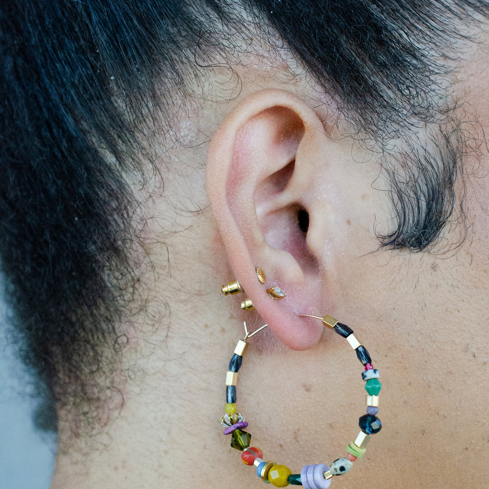 Jewel Tone Beaded Hoops