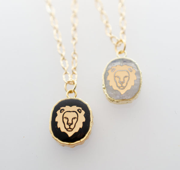 Lion Necklace, leo astrology pendant, celestial gemstone pendant, Moonstone pendant, Astrology necklace, birthstone pendant, Lion pendant,