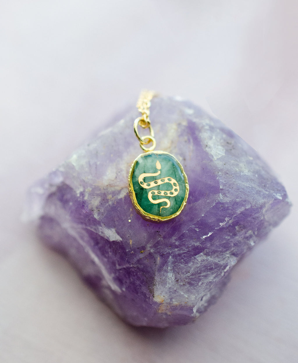Emerald Snake Necklace, Serpent Pendant, Snake Charm Necklace, May birthstone necklace, Emerald Charm Pendant, Dainty Layering Necklace,