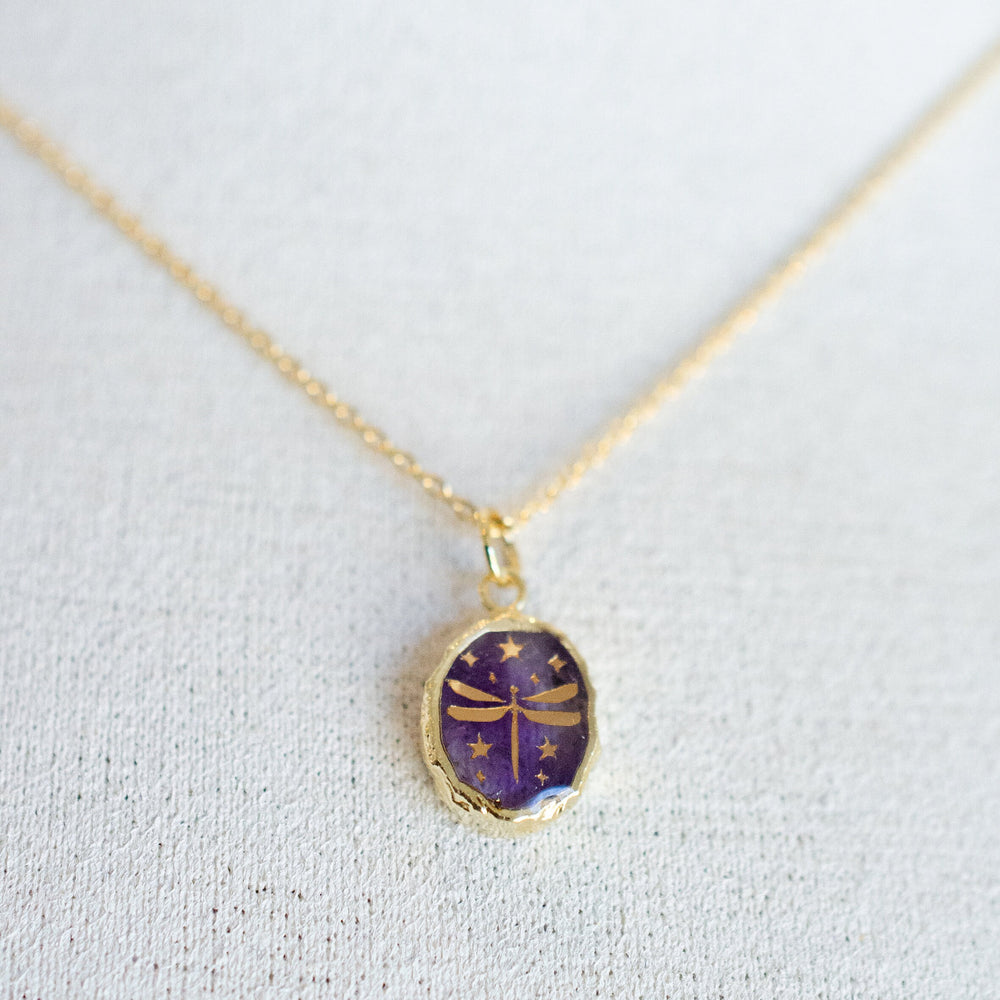 Amethyst Dragonfly Necklace