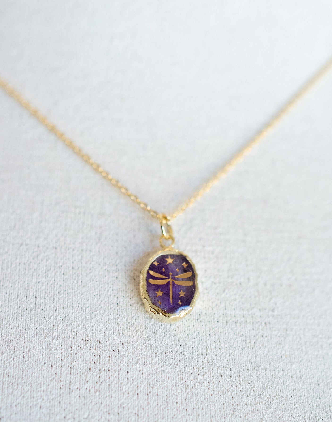 Amethyst Dragonfly Necklace