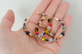 Jewel Tone Beaded Hoops