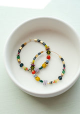 Jewel Tone Beaded Hoops