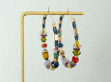 Jewel Tone Beaded Hoops