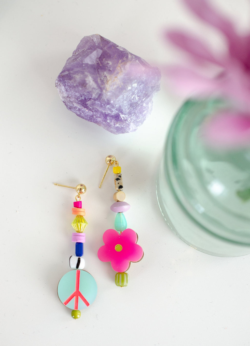 Mis Matched Earrings, Smiley Face Earrings, Peace Sign Earrings, Acrylic Earrings, Summer Earrings, Butterfly Earrings, 90's style earrings