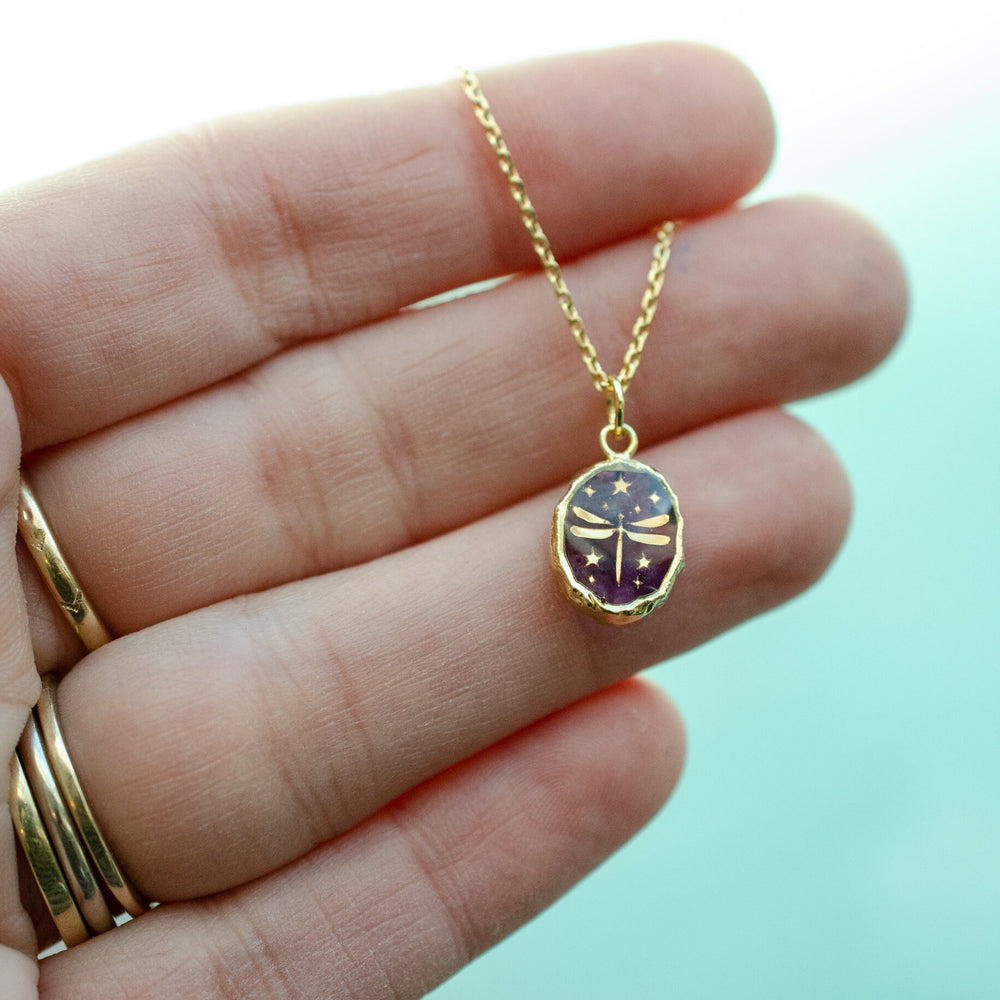 Amethyst Dragonfly Necklace