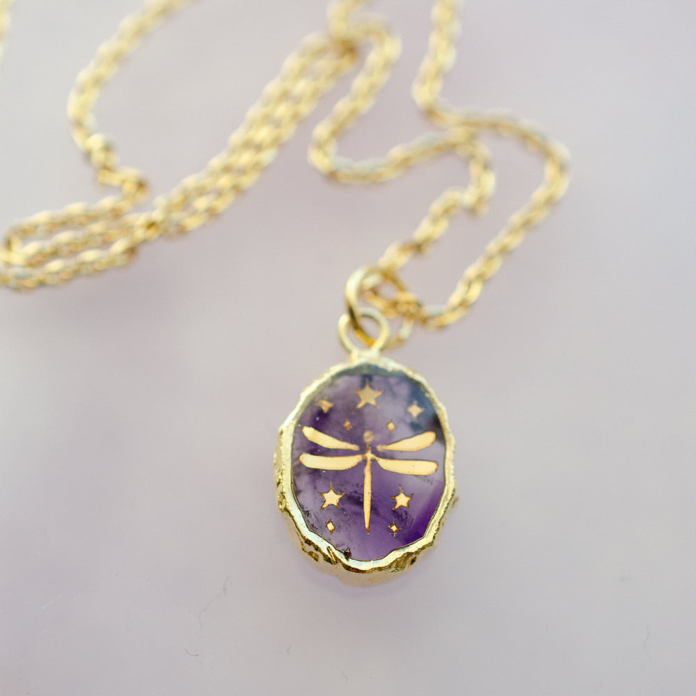 Amethyst Dragonfly Necklace