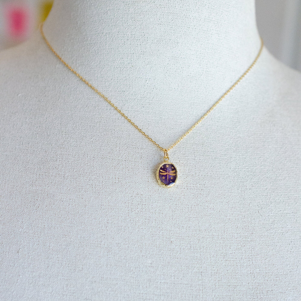 Amethyst Dragonfly Necklace