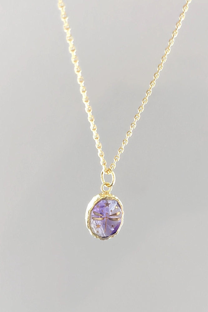 Amethyst Dragonfly Necklace