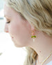 Flower dangle earrings, Beaded charm earrings, Flower hoop earrings, Dainty Hoops, dangle huggie hoops, pink glower earrings, gold hoop