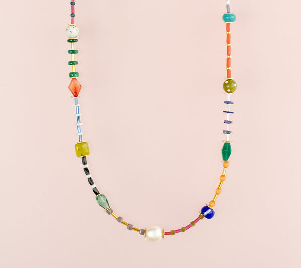 Colorful beaded friendship necklace, rainbow necklace, multicolored necklace, beaded colorful necklace, layering necklace,seed bead necklace