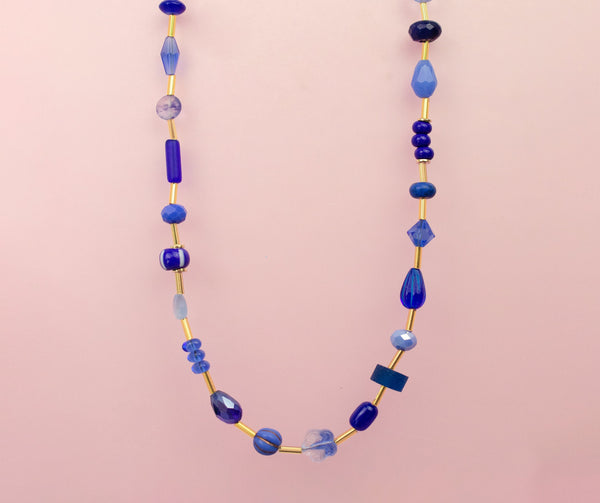 Blue Beaded Necklace, Cobalt necklace,Blue gemstone necklace friendship necklace, layering necklace, statement necklace, navy necklace