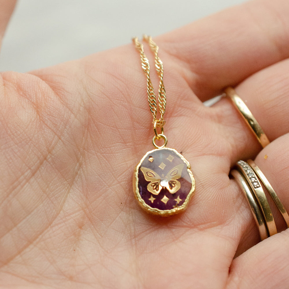 Amethyst Butterfly Necklace