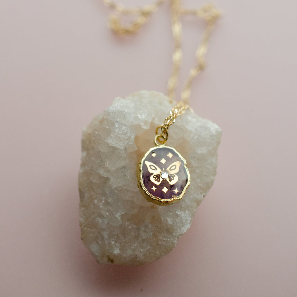 Amethyst Butterfly Necklace