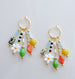 Colorful dangle earrings, Beaded charm earrings, Flower hoop earrings, daisy dangle , dangle huggie hoops, statement earrings, bright hoops