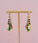 Colorful dangle earrings, Beaded charm earrings, Flower hoop earrings, daisy dangle , dangle huggie hoops, statement earrings, bright hoops