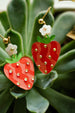 Strawberry dangle earrings, Strawberry and flower dangle earrings, Fruit Earrings, summer earrings, handpainted earrings, strawberry jewelry