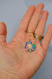 Colorful flower earrings, flower dangle earrings, huggie hoop earrings, handpainted earrings, statement flower earrings, spring earrings,