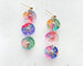 Rhinestone dangle earrings, handpainted earrings, colorful dangle earrings, acrylic dangle earrings, handmade earrings, statement earrings