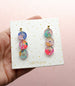 Rhinestone dangle earrings, handpainted earrings, colorful dangle earrings, acrylic dangle earrings, handmade earrings, statement earrings