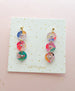 Rhinestone dangle earrings, handpainted earrings, colorful dangle earrings, acrylic dangle earrings, handmade earrings, statement earrings