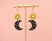 Sun and moon earrings, celestial dangle earrings, Celestial Jewelry, rhinestone dangle earrings, gold hoop earrings, statement earrings,