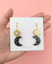 Sun and moon earrings, celestial dangle earrings, Celestial Jewelry, rhinestone dangle earrings, gold hoop earrings, statement earrings,