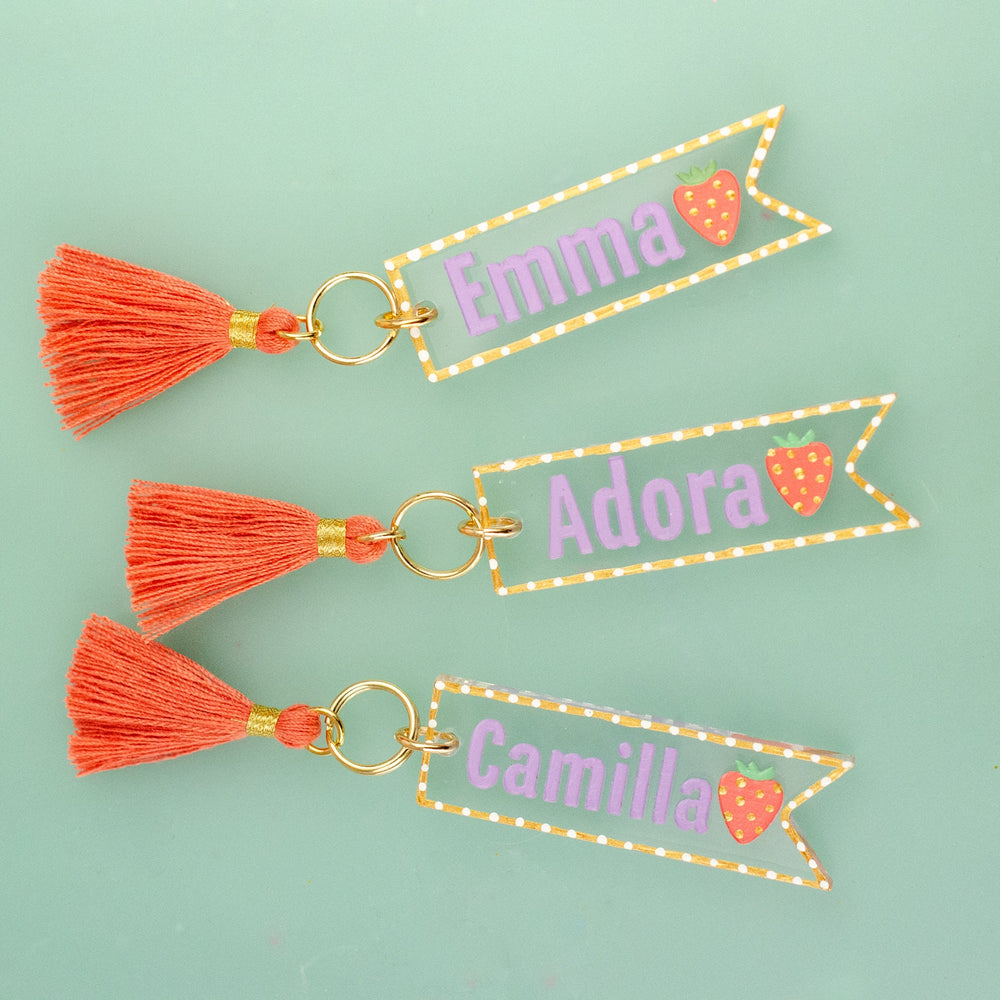 Personalized Strawberry Keychain
