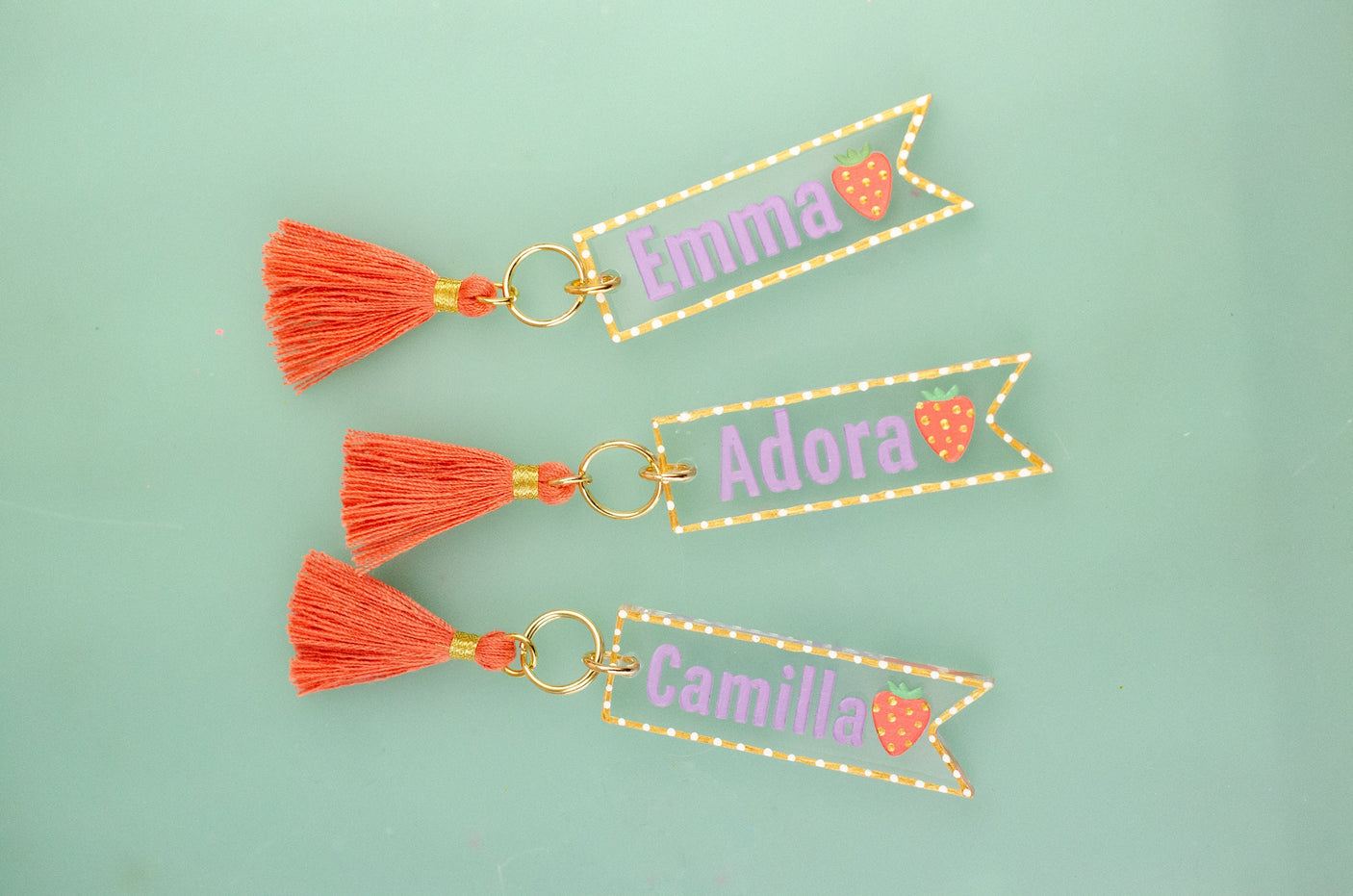 Personalized Strawberry Keychain