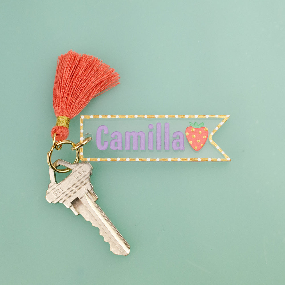Personalized Strawberry Keychain