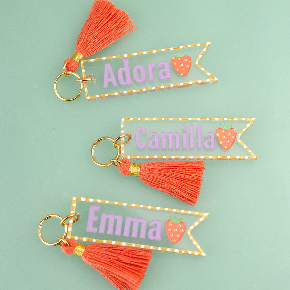 Personalized Strawberry Keychain