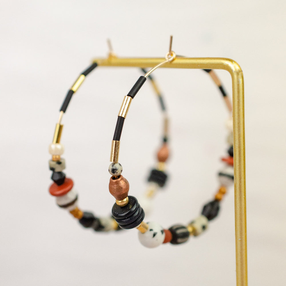 Mocha Beaded Hoops