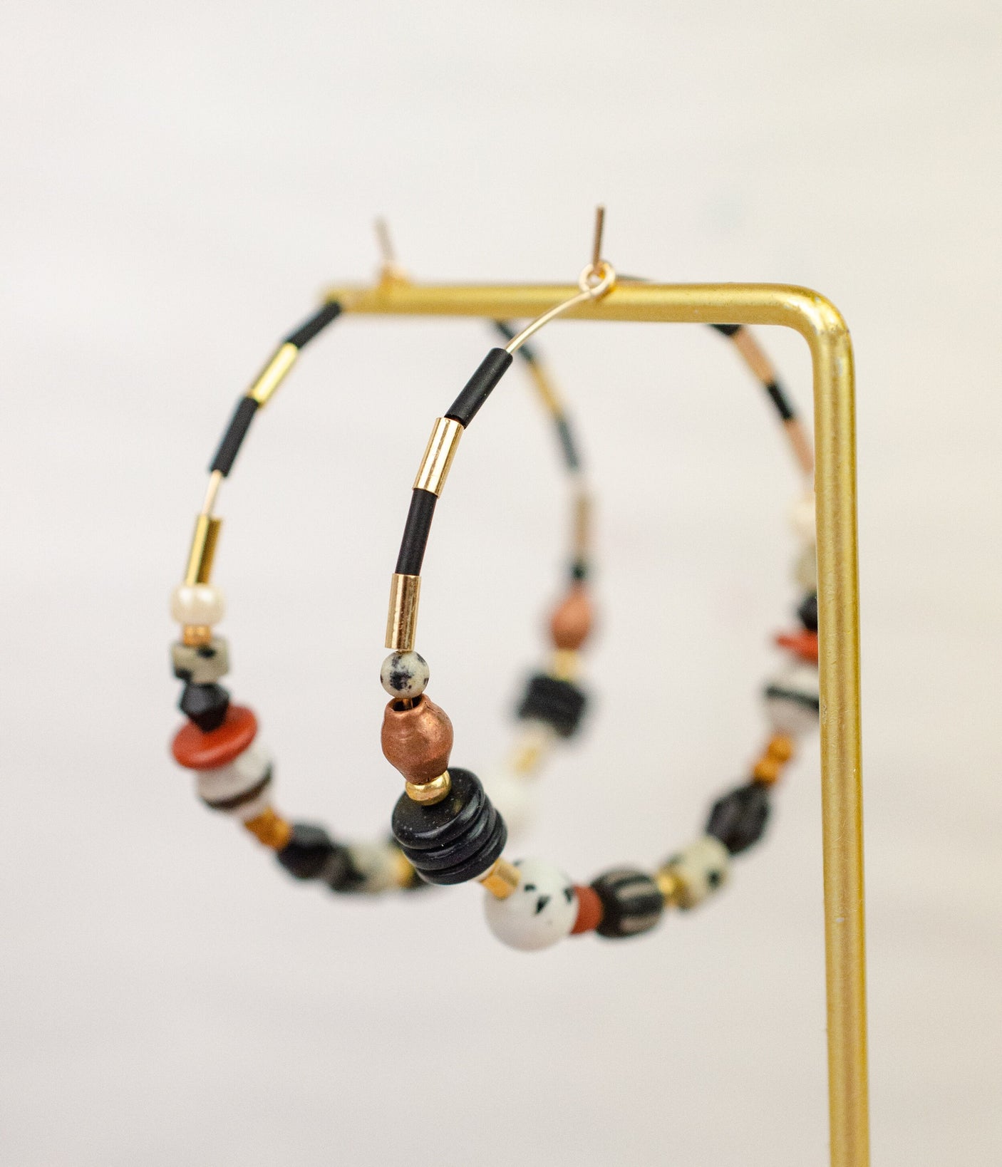 Mocha Beaded Hoops